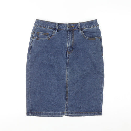 Vero Moda Women's Blue Denim Knee Length Stretch Pencil Skirt Size M