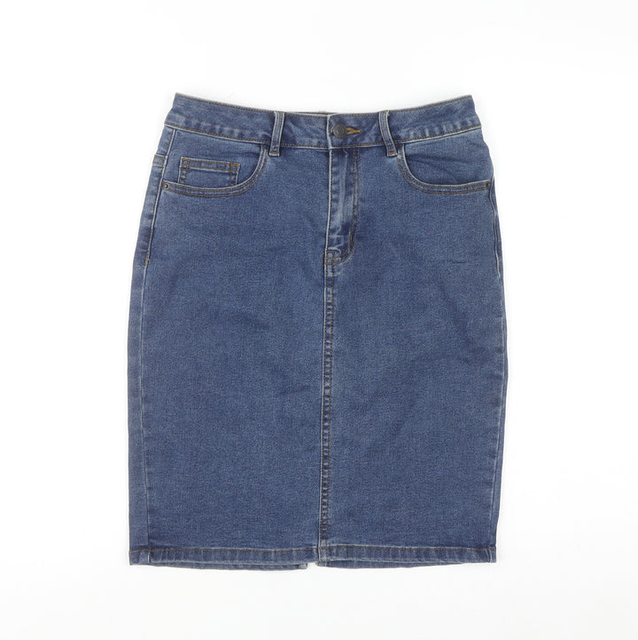Vero Moda Women's Blue Denim Knee Length Stretch Pencil Skirt Size M