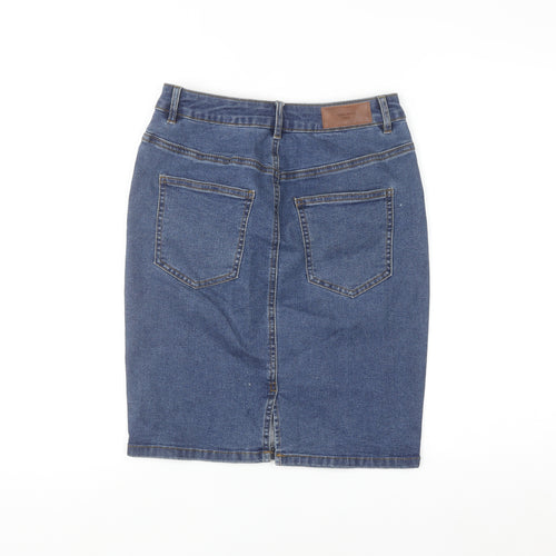 Vero Moda Women's Blue Denim Knee Length Stretch Pencil Skirt Size M