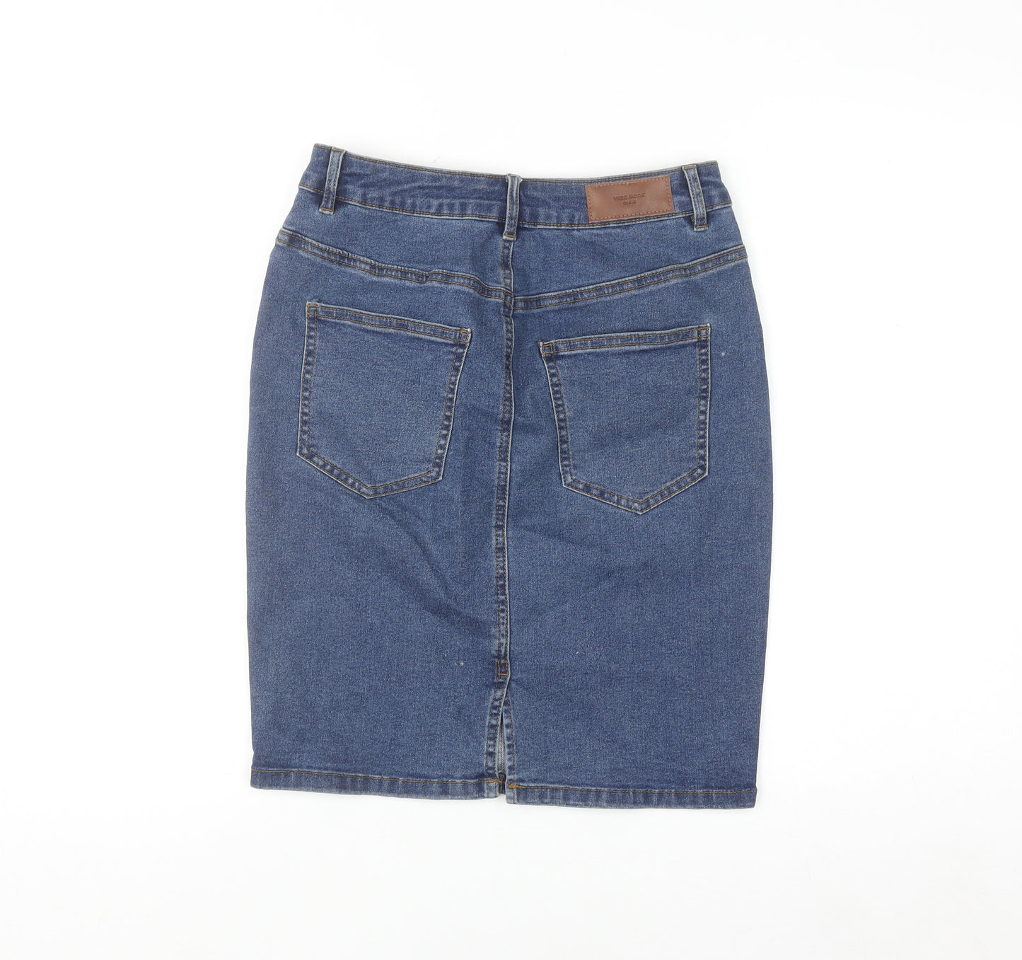 Vero Moda Women's Blue Denim Knee Length Stretch Pencil Skirt Size M