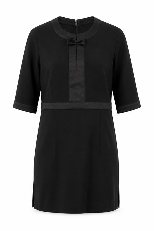 Front view of Buttercups Women’s Black Shift Workwear Dress, size UK 8, Short Sleeve