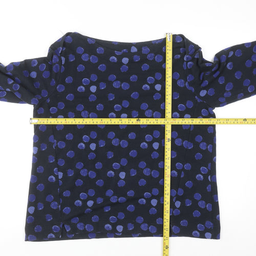 Thought Women Blue Polka Dot Long Sleeve Pullover Sweatshirt Size 14