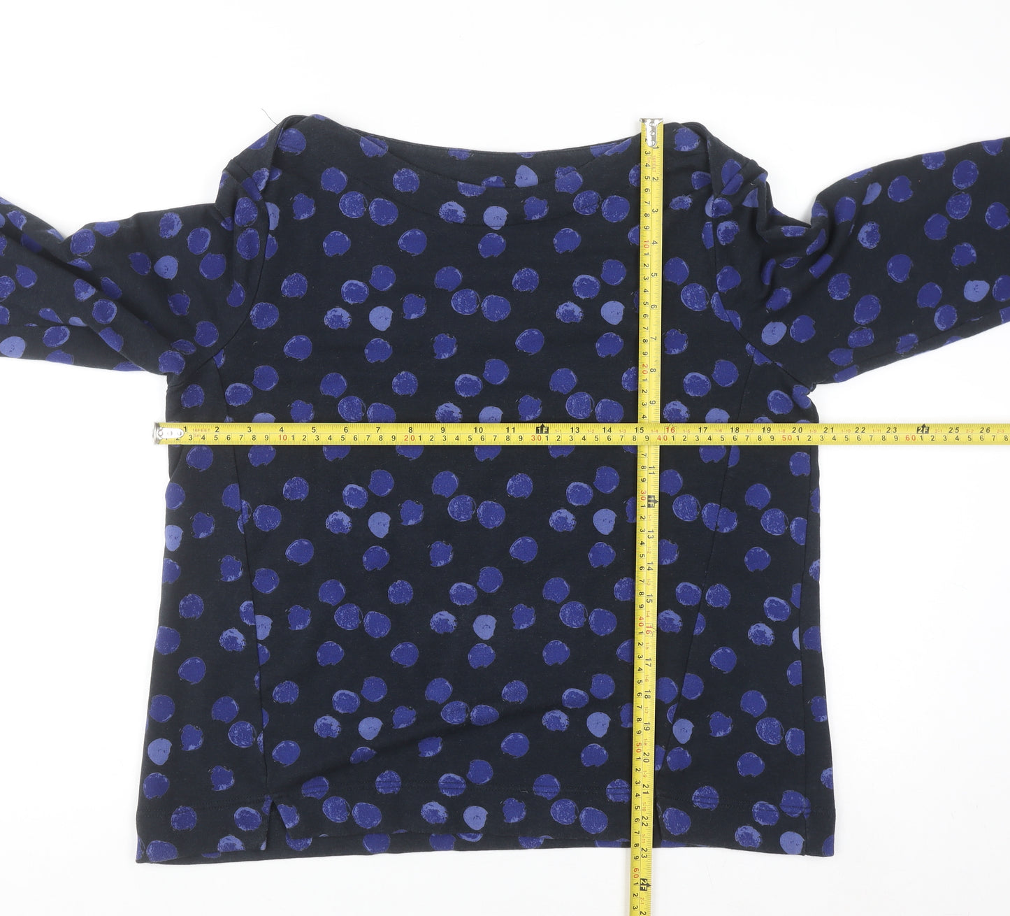 Thought Women Blue Polka Dot Long Sleeve Pullover Sweatshirt Size 14
