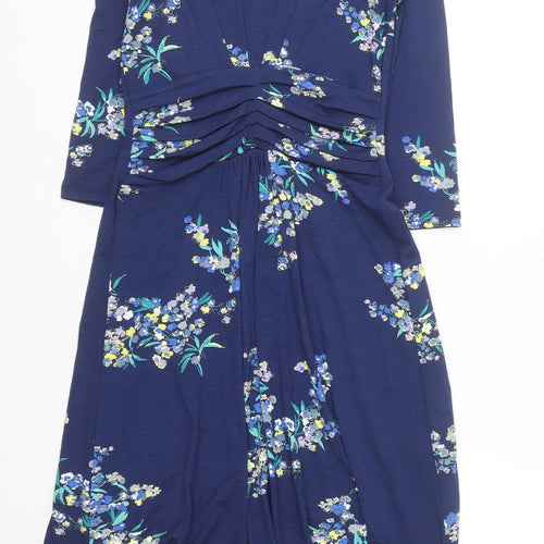 Monsoon Women Blue Floral Fit & Flare Knee Length Dress Size 10