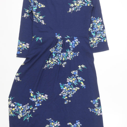 Monsoon Women Blue Floral Fit & Flare Knee Length Dress Size 10