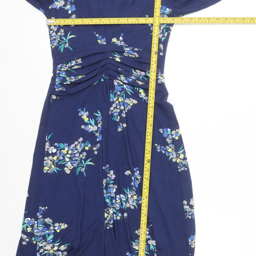Monsoon Women Blue Floral Fit & Flare Knee Length Dress Size 10