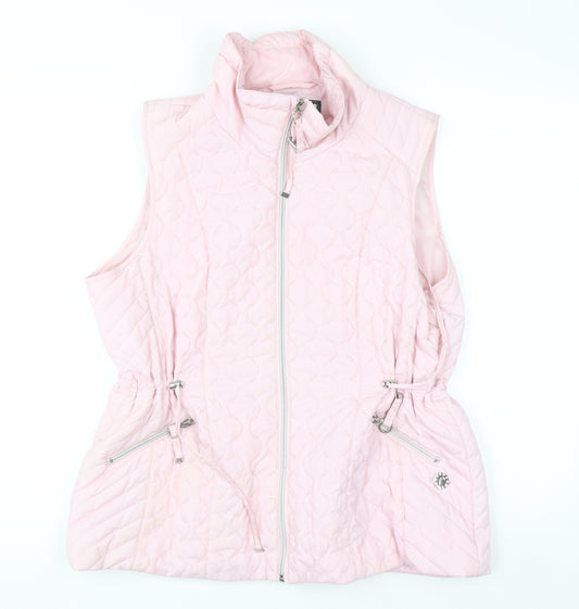 Paco Boutique Women Pink Quilted Padded Waistcoat Size 14
