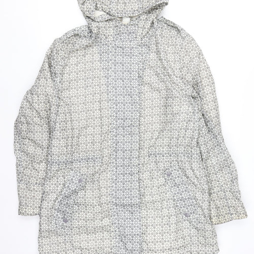 Cotton Traders Womens Grey Hooded Waterproof Rain Coat Size 16