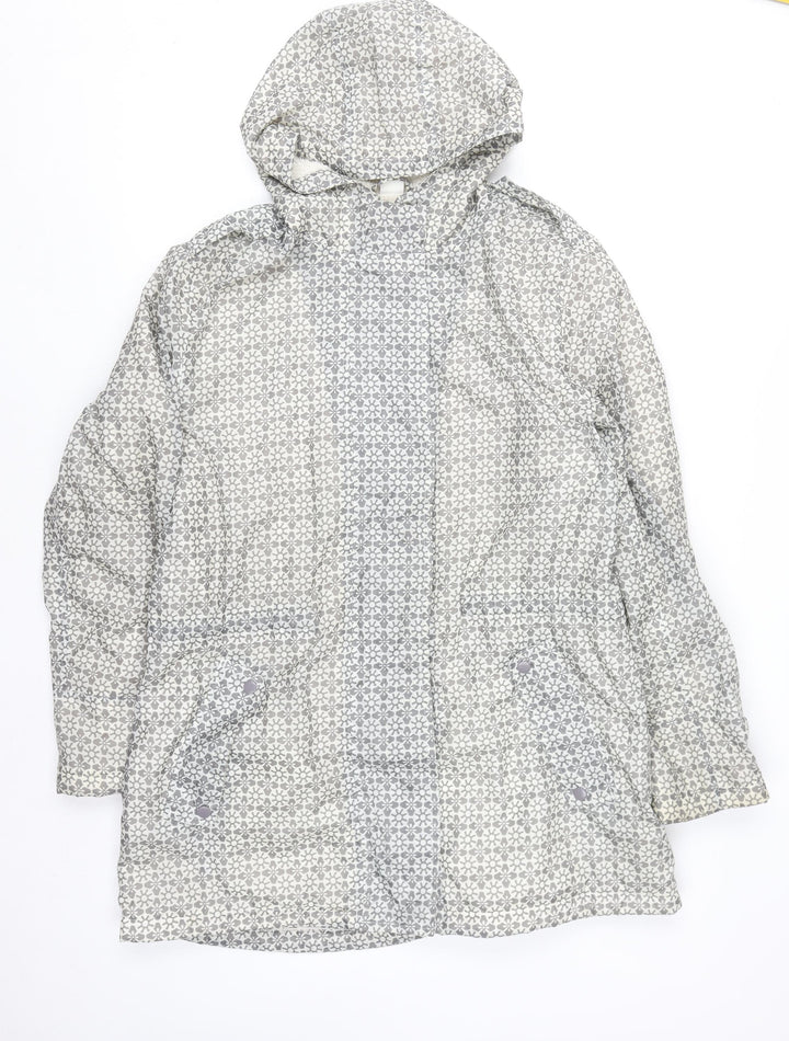 Cotton Traders Womens Grey Hooded Waterproof Rain Coat Size 16