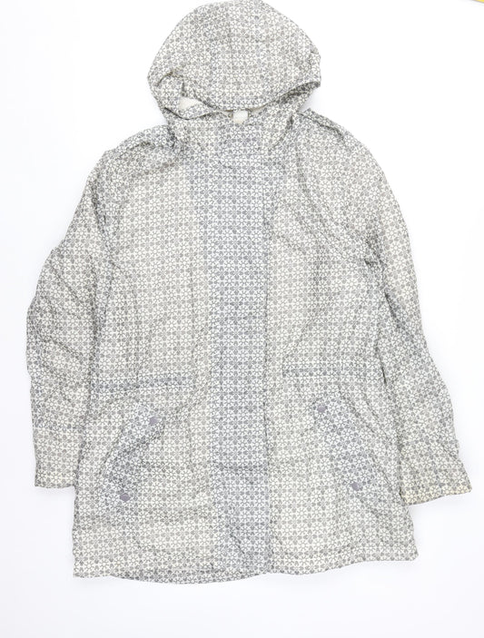 Cotton Traders Womens Grey Hooded Waterproof Rain Coat Size 16