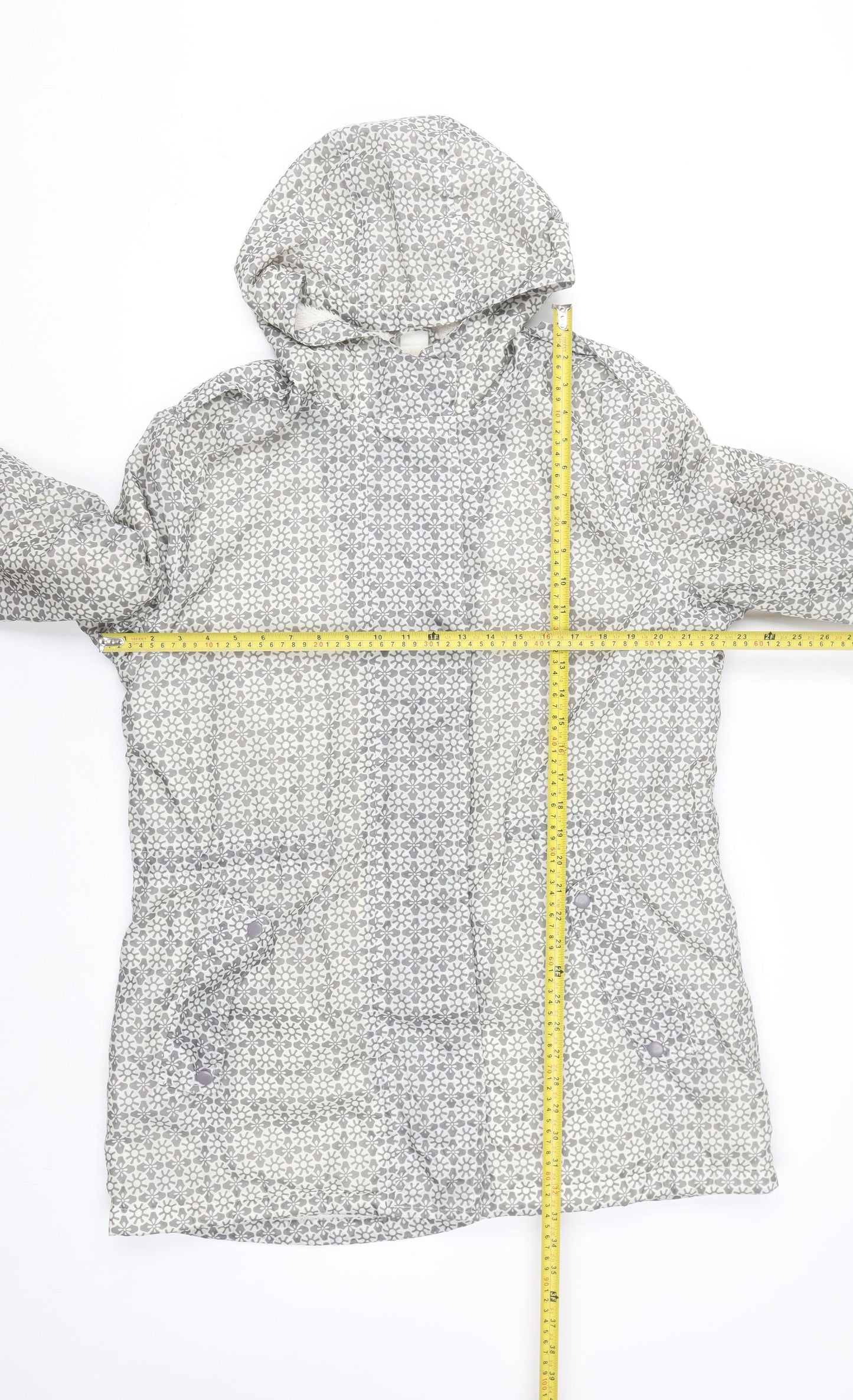 Cotton Traders Womens Grey Hooded Waterproof Rain Coat Size 16