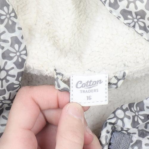 Cotton Traders Womens Grey Hooded Waterproof Rain Coat Size 16