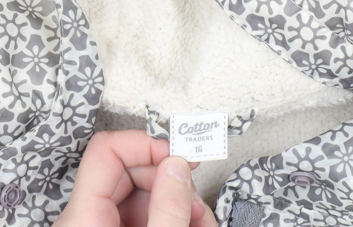 Cotton Traders Womens Grey Hooded Waterproof Rain Coat Size 16