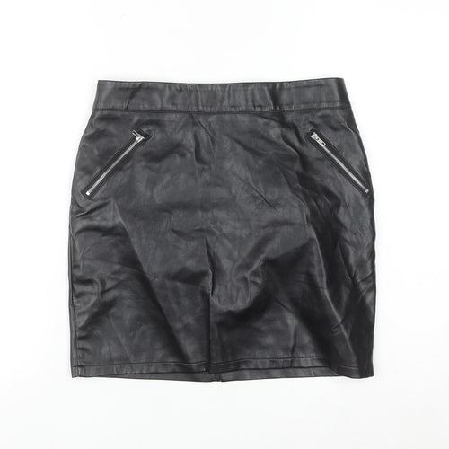 Pixie Daisy Womens Black Size 10 Faux Leather Mini Skirt