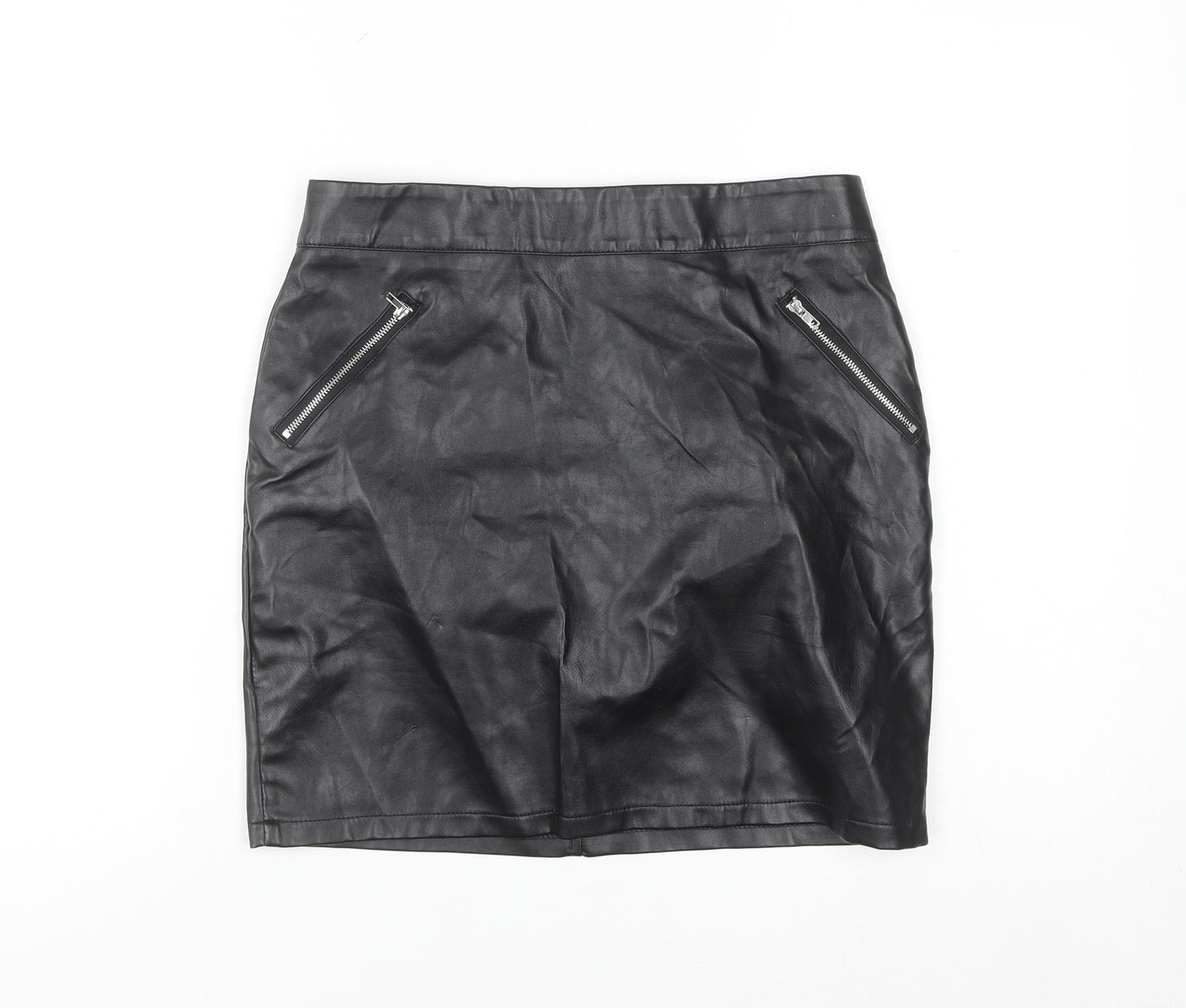Pixie Daisy Womens Black Size 10 Faux Leather Mini Skirt
