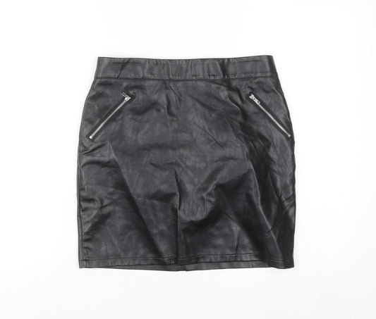 Pixie Daisy Womens Black Size 10 Faux Leather Mini Skirt