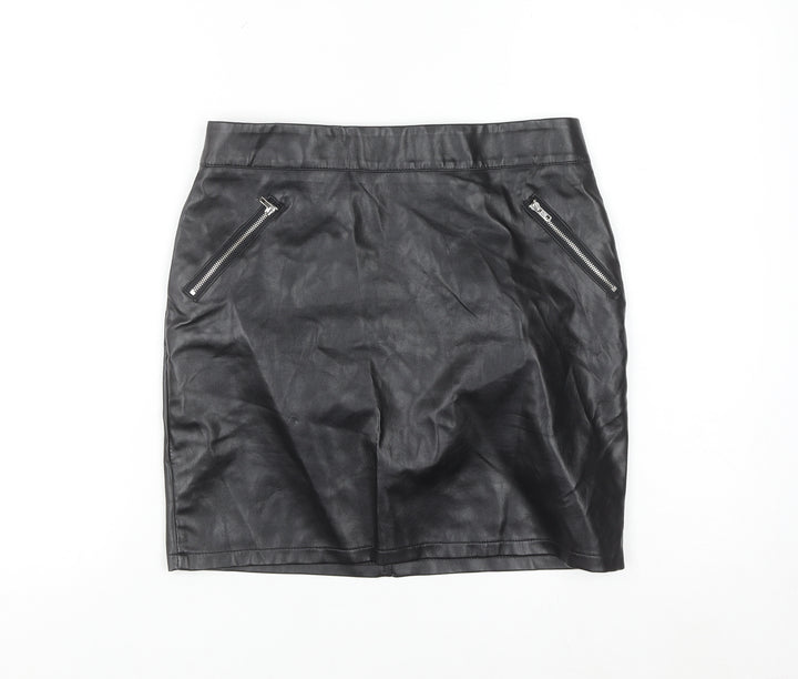 Pixie Daisy Womens Black Size 10 Faux Leather Mini Skirt