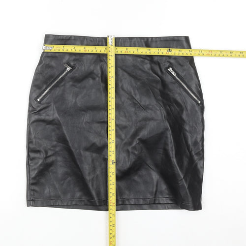 Pixie Daisy Womens Black Size 10 Faux Leather Mini Skirt