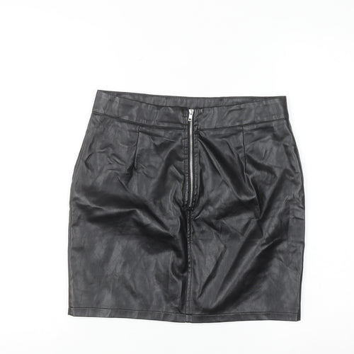 Pixie Daisy Womens Black Size 10 Faux Leather Mini Skirt