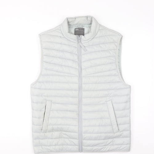 ASOS Men’s Grey Puffer Waistcoat M Regular Fit Quilted Zip Gilet