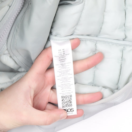 ASOS Men’s Grey Puffer Waistcoat M Regular Fit Quilted Zip Gilet