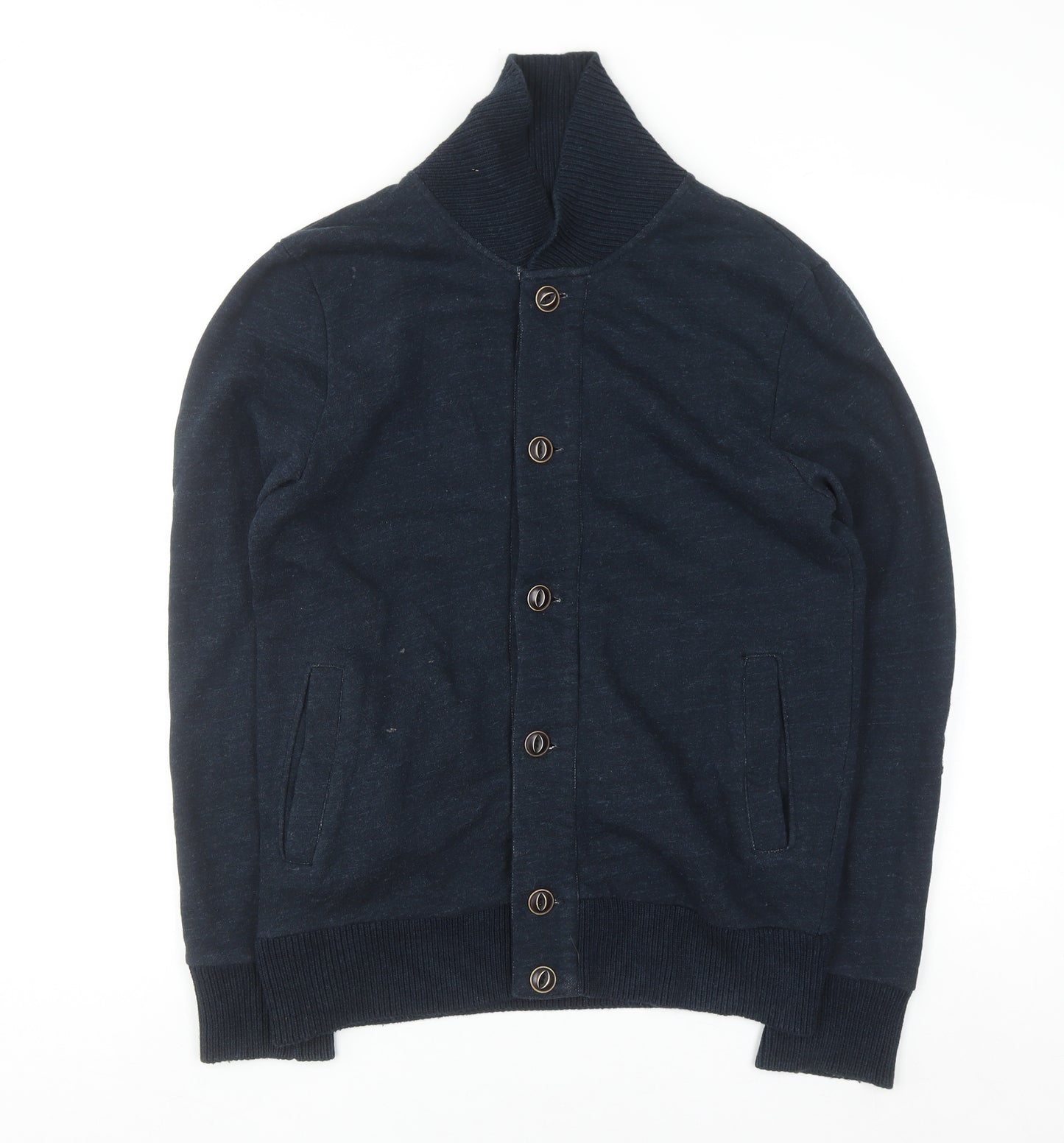H&M L.O.G.G. Men Blue Cotton Shawl Collar Button Cardigan S
