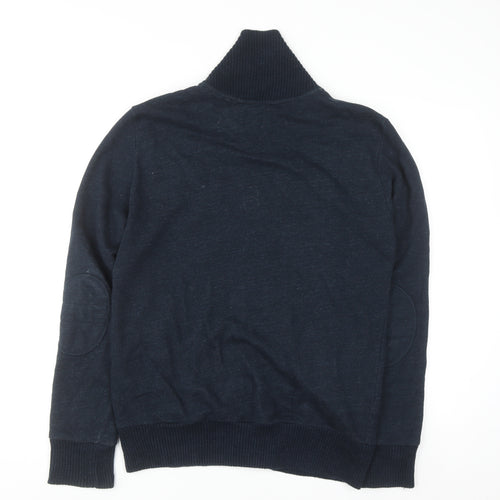 H&M L.O.G.G. Men Blue Cotton Shawl Collar Button Cardigan S