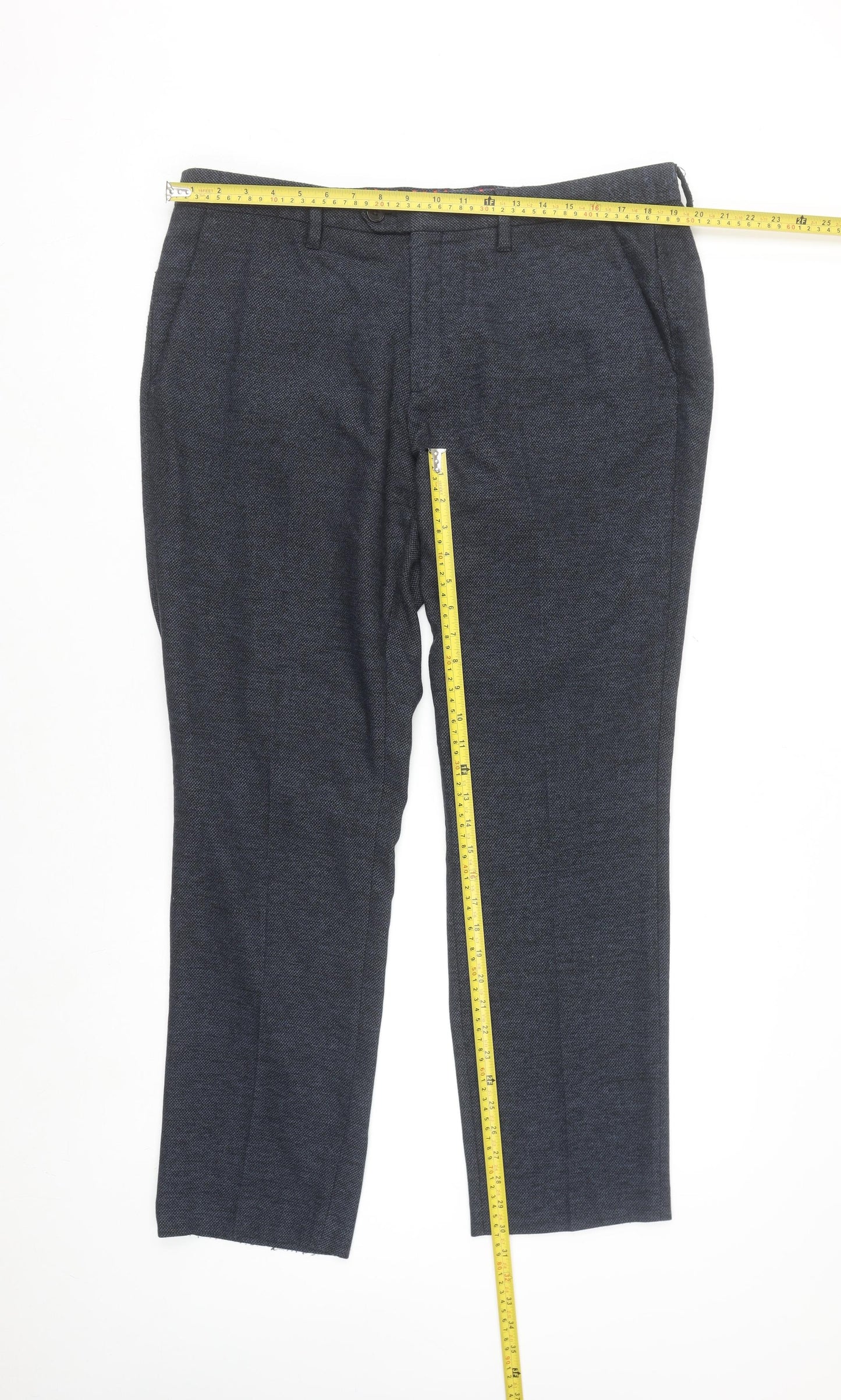 Ted Baker Men's Blue Wool Blend Dress Trousers 38R