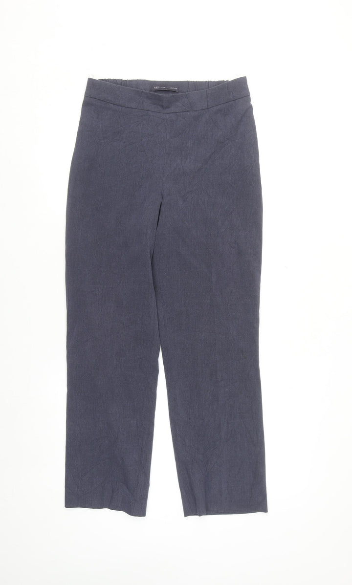 Marks and Spencer Women’s Blue Straight Leg Trousers Size 8 Tall