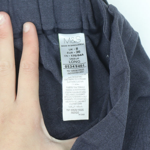 Marks and Spencer Women’s Blue Straight Leg Trousers Size 8 Tall