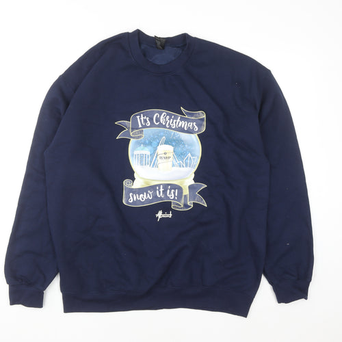 Harp Men's Blue Christmas Graphic Pullover Sweatshirt Size L