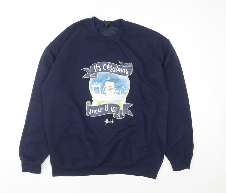 Harp Men's Blue Christmas Graphic Pullover Sweatshirt Size L