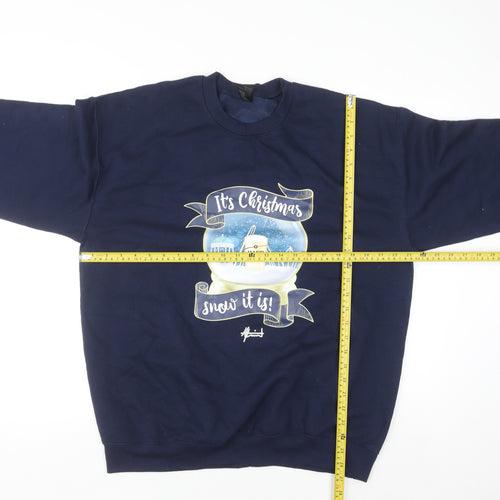Harp Men's Blue Christmas Graphic Pullover Sweatshirt Size L