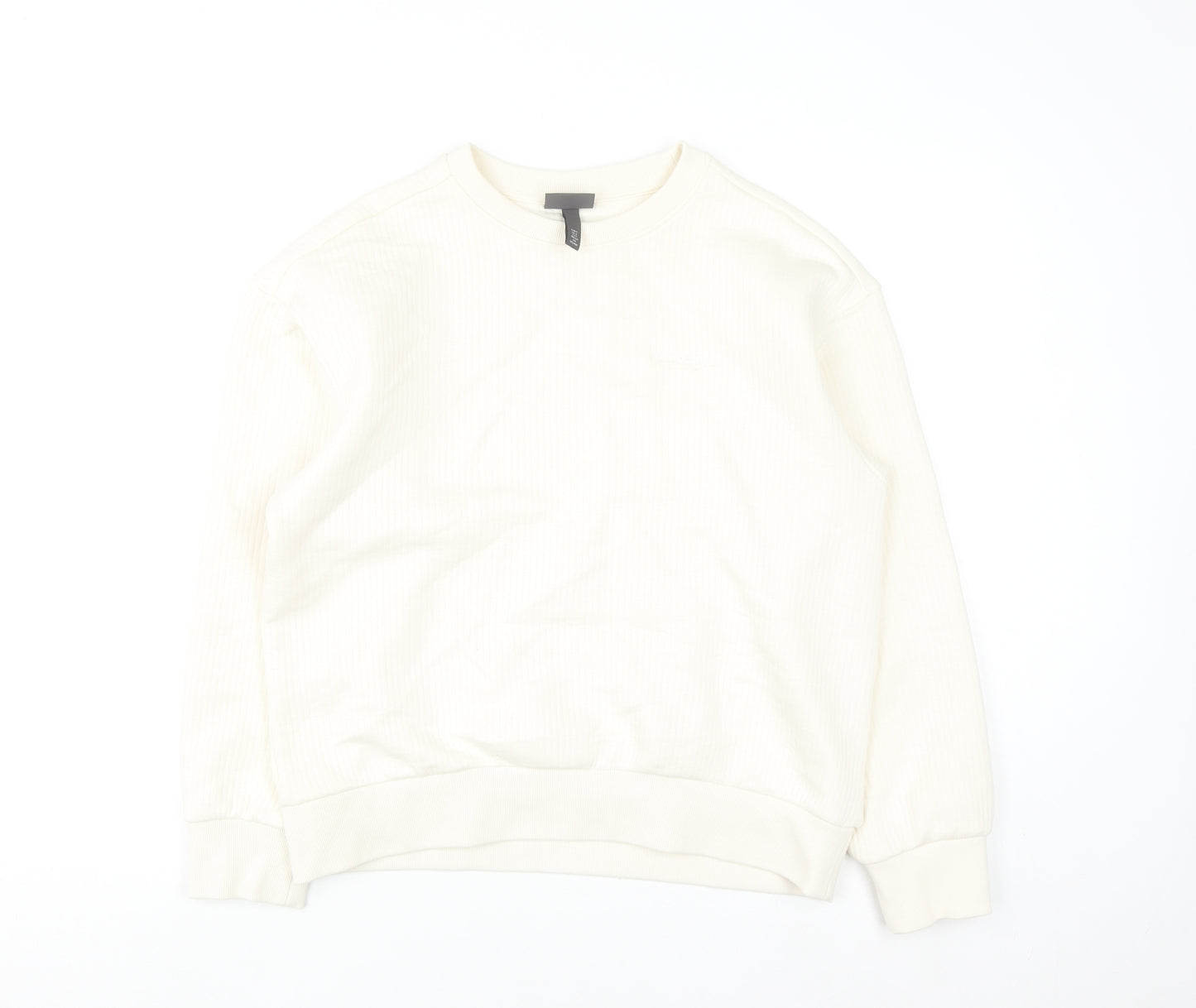 H&M Women Ivory Loose Fit Pullover Sweatshirt Size S Cotton Blend