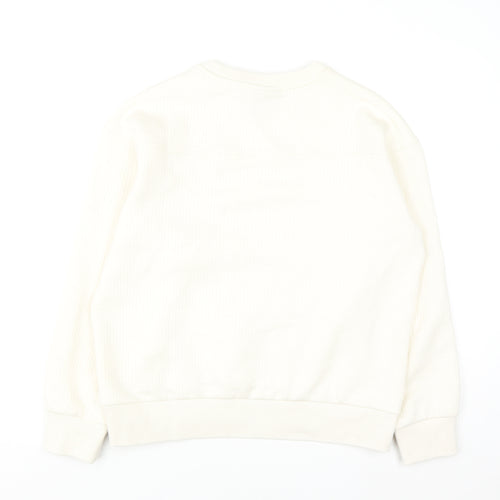H&M Women Ivory Loose Fit Pullover Sweatshirt Size S Cotton Blend