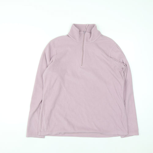 Mountain Warehouse Women Pink Fleece Pullover Sweatshirt L 1/2 Zip