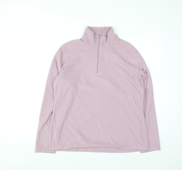 Mountain Warehouse Women Pink Fleece Pullover Sweatshirt L 1/2 Zip