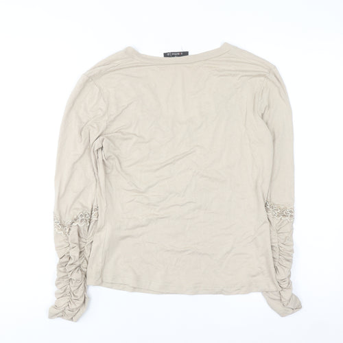 Absolute by Sorotos Women's Beige V-Neck Long Sleeve Stretch Blouse Size S