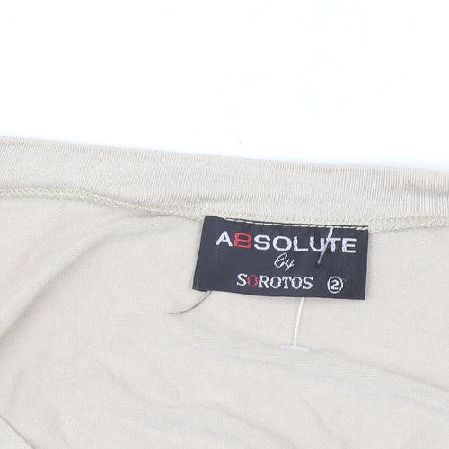 Absolute by Sorotos Women's Beige V-Neck Long Sleeve Stretch Blouse Size S