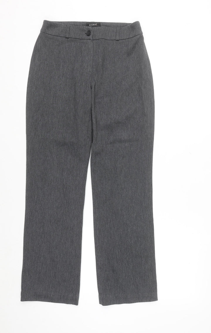 Kookai Womens Grey Straight Leg Stretch Trousers Size 8