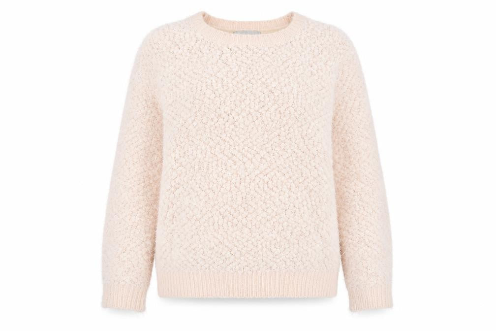 Front view of Red Herring women’s beige, size UK 14, chunky knit long sleeve jumper