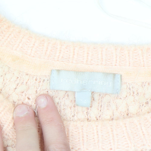 Red Herring Womens Beige Size 14 Chunky Knit Long Sleeve Pullover Jumper