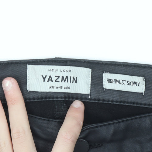 New Look Women's Black High Waist Skinny Yazmin Trousers Size 18