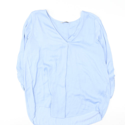 Stradivarius Women Blue V-Neck Long Sleeve Blouse Size 14
