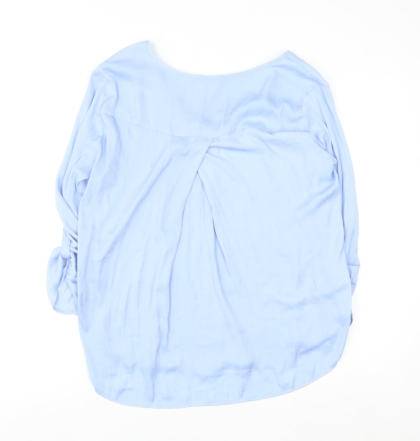 Stradivarius Women Blue V-Neck Long Sleeve Blouse Size 14