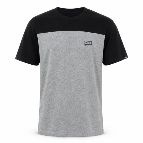 Vans Men's Grey Black Colourblock Crew Neck Short Sleeve T-Shirt Small