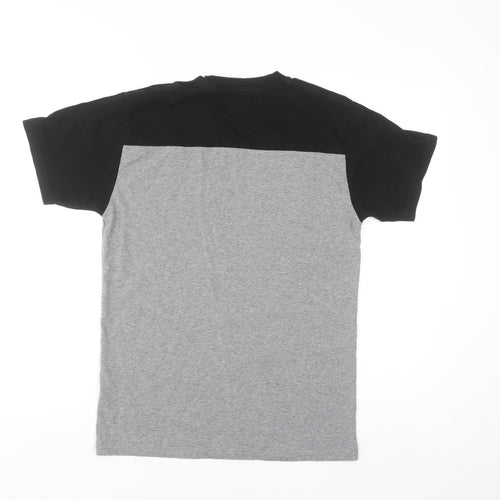 Vans Men's Grey Black Colourblock Crew Neck Short Sleeve T-Shirt Small