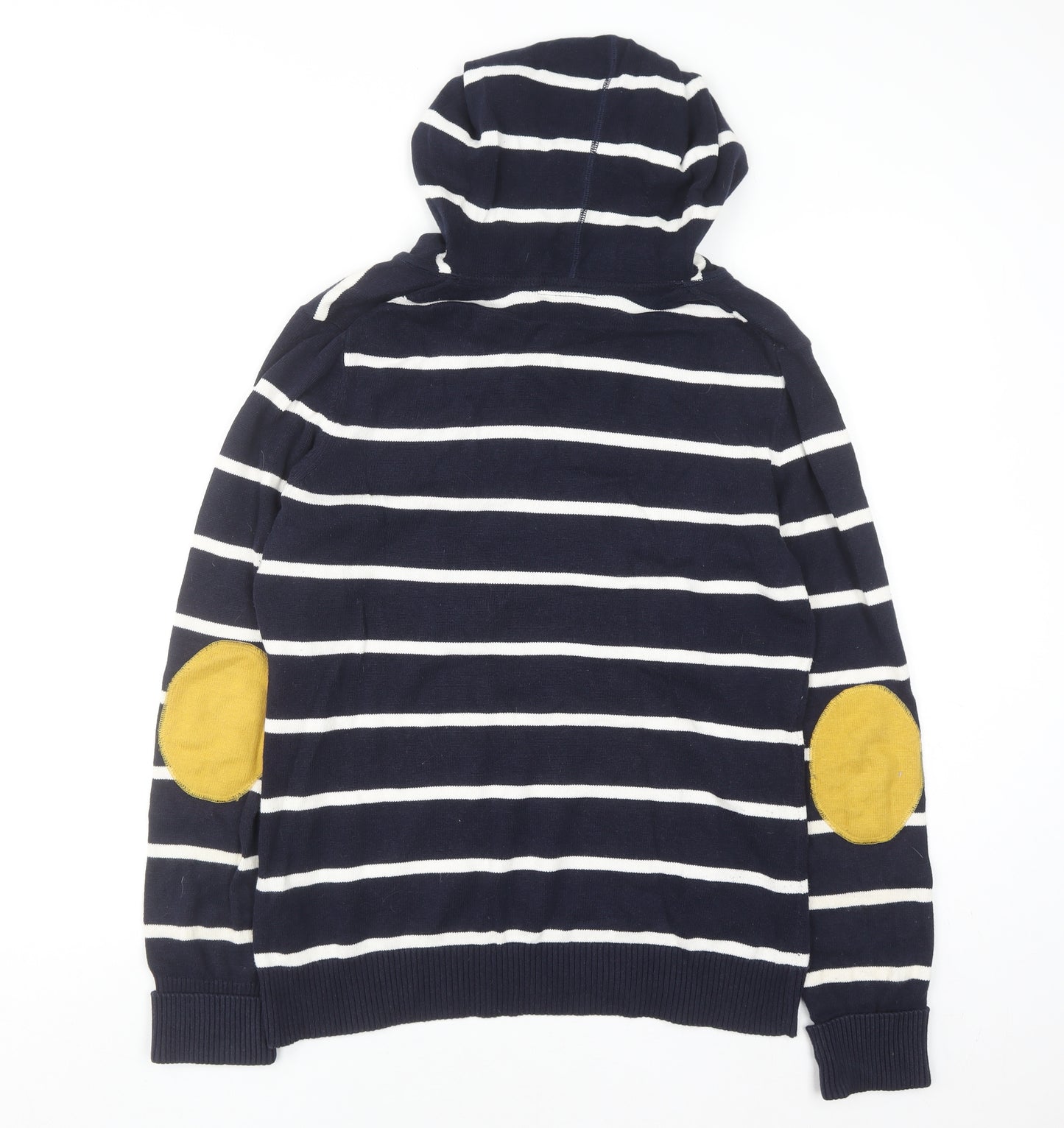 Tommy Hilfiger Women Navy Striped Cotton Pullover Hoodie Size L