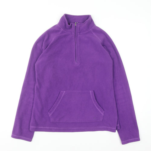 Dunnes Women Purple Fleece 1/4 Zip Pullover Sweatshirt Size 12