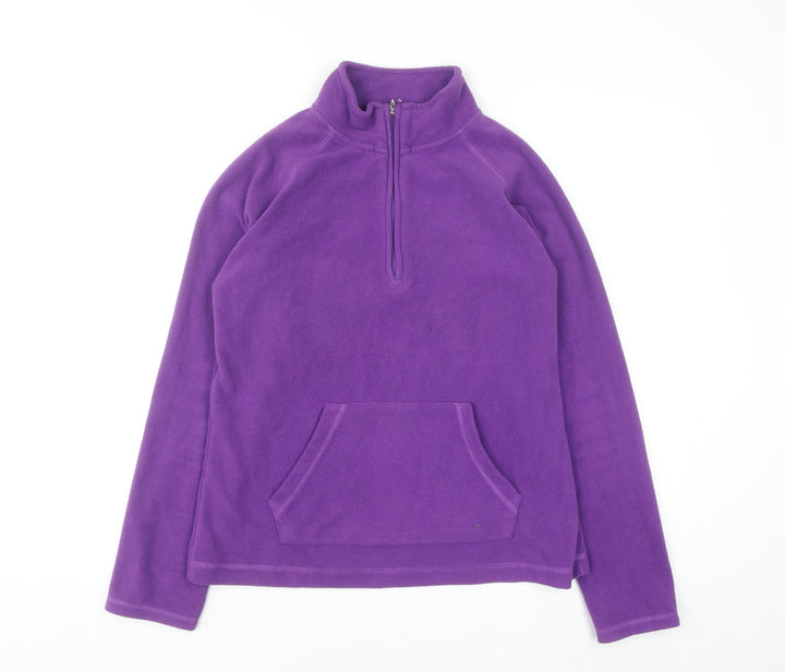 Dunnes Women Purple Fleece 1/4 Zip Pullover Sweatshirt Size 12